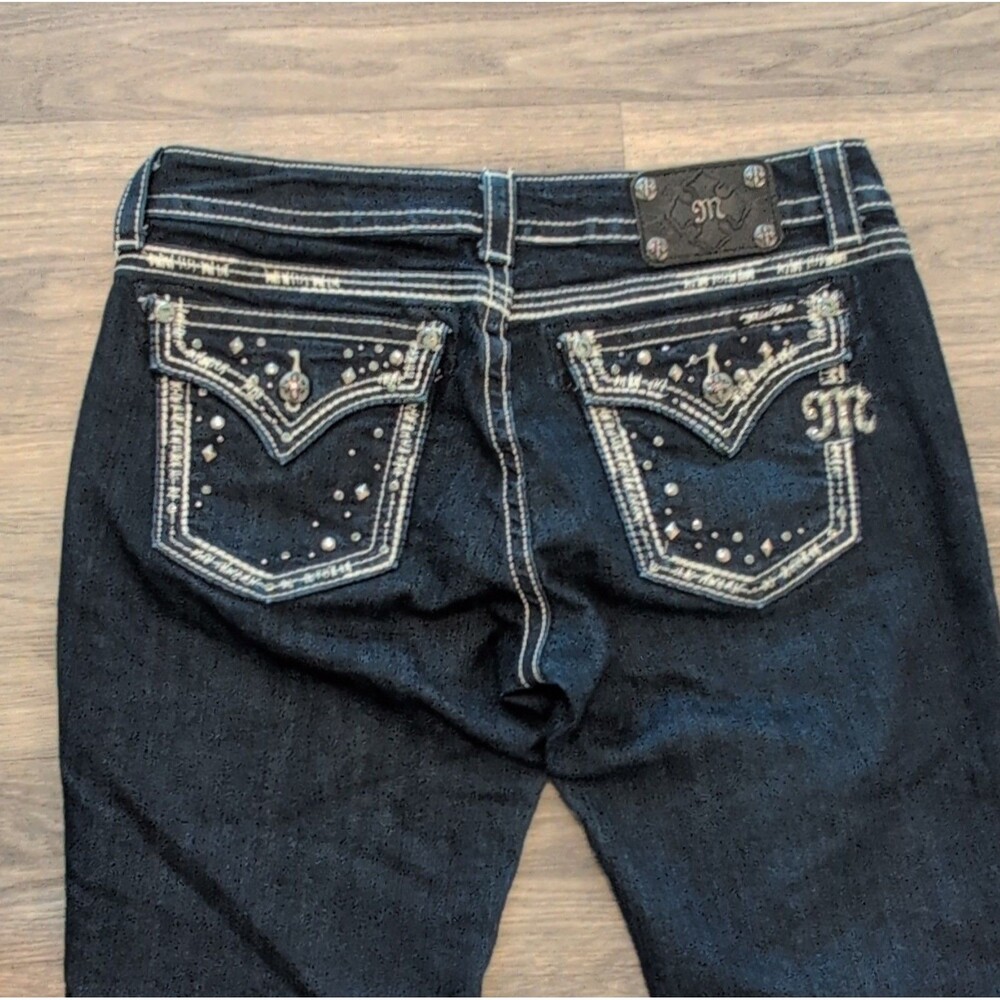 Miss Me Dark Blue Embellished Studded Bootcut Women's Jeans - Size 30 Regular - Picture 9 of 11